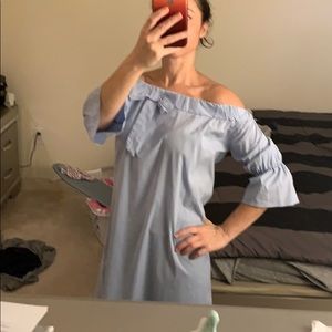 Light Blue Off Shoulder Shirt Dress Size Small